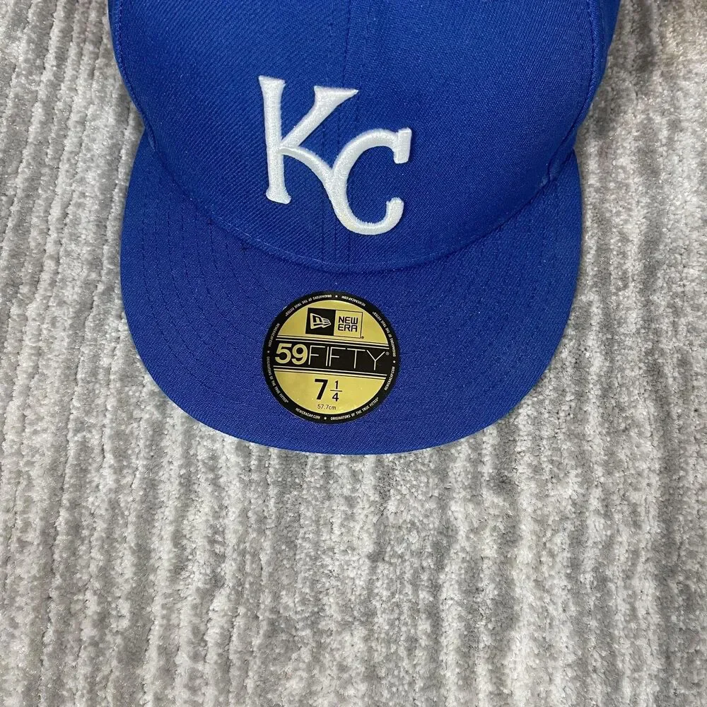 Kansas City Royals Hat Cap Fitted Mens 7 1/4 Blue MLB Baseball 59FIFTY New Era